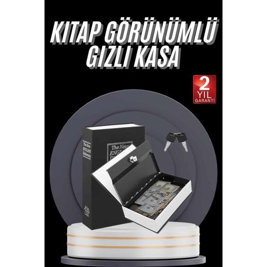 Kitap Görünümlü Gizli Kasa Büyük Boy Anahtarlı Kilitli Para Kasası