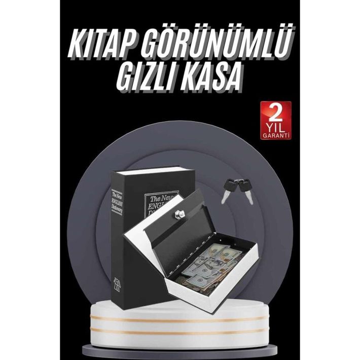 Kitap Görünümlü Gizli Kasa Büyük Boy Anahtarlı Kilitli Para Kasası