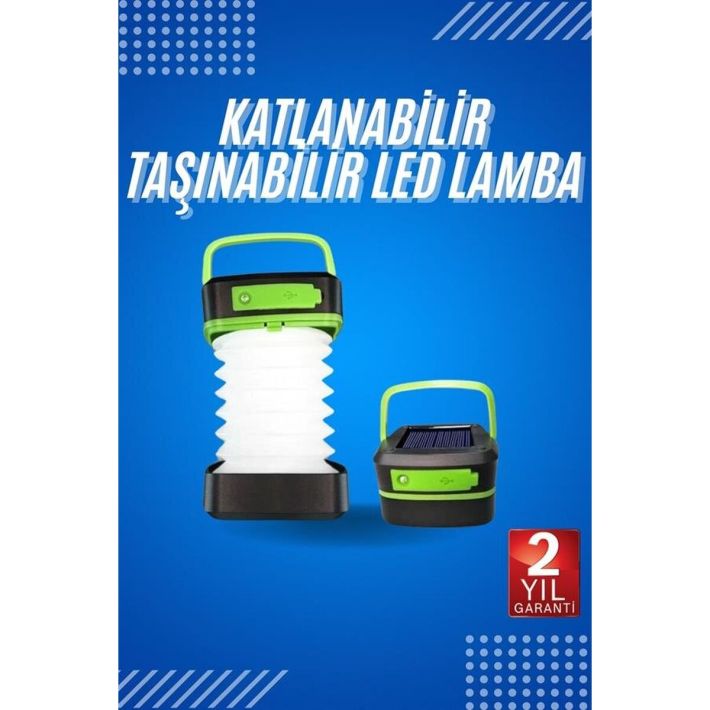 Kamp Feneri Lambası Solar Güneş Enerji Portatif Işıldak Şarjlı