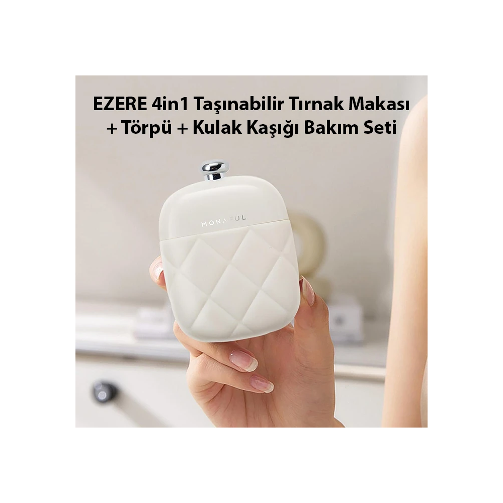 EZERE 4in1 Taşınabilir Tırnak Makası + Törpü + Kulak Kaşığı Bakım Seti