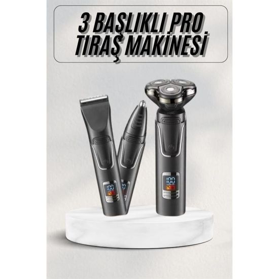 Yüksek Performanslı 3 Başlıklı Profesyonel Şarjlı Islak ve Kuru Kullan