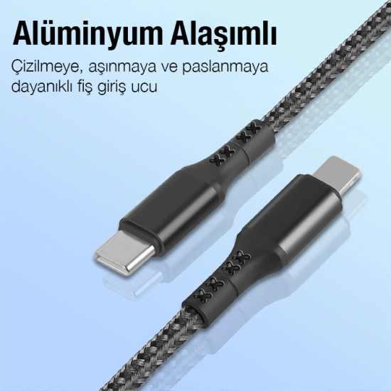 ALLY 1mt 27W Type-C To iPhone Lightning Süper Hızlı Data ve Şarj Kablo