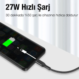 ALLY 1mt 27W Type-C To iPhone Lightning Süper Hızlı Data ve Şarj Kablo