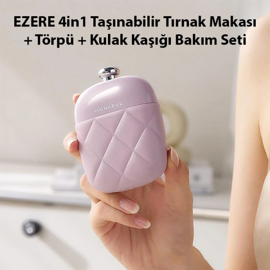 EZERE 4in1 Taşınabilir Tırnak Makası + Törpü + Kulak Kaşığı Bakım Seti