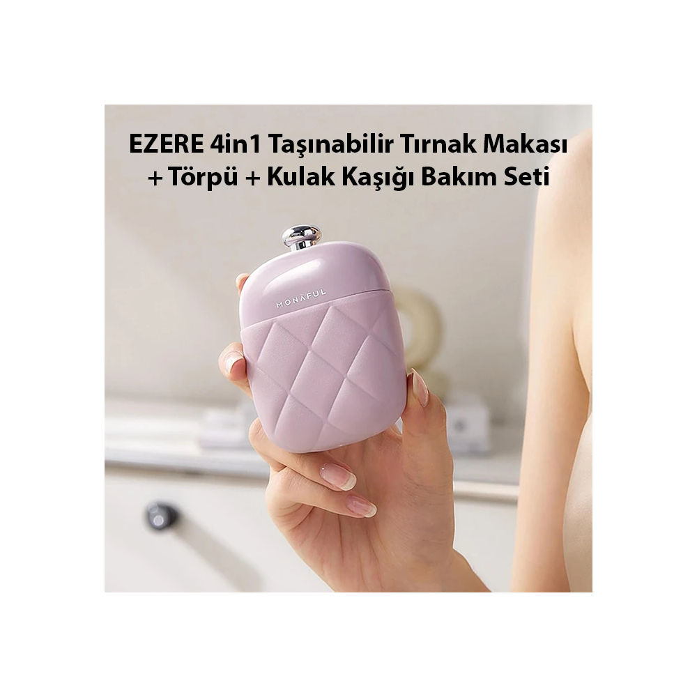 EZERE 4in1 Taşınabilir Tırnak Makası + Törpü + Kulak Kaşığı Bakım Seti
