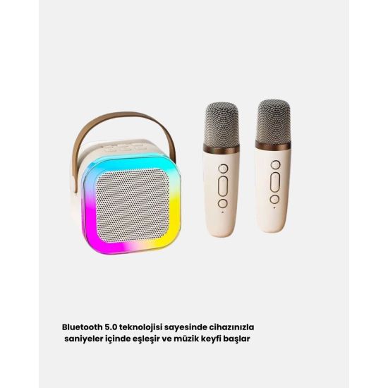 Kablosuz LED Işıklı Bluetooth Hoparlör – FM Radyolu Mikrofon Girişli