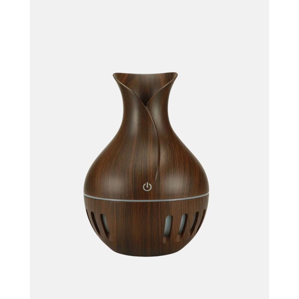 Ahşap Desenli Aromaterapi Difüzör 130 ml Ultrasonik ve 7 Renk LED Işık