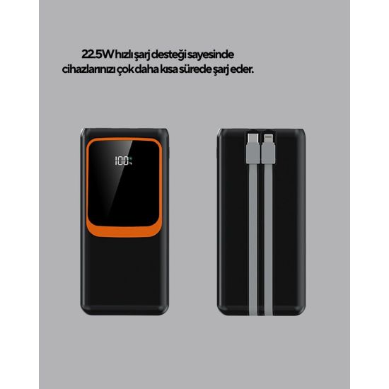Powerbank 20000 mAh Yüksek Kapasiteli ve 22.5W Hızlı Şarj Destekli