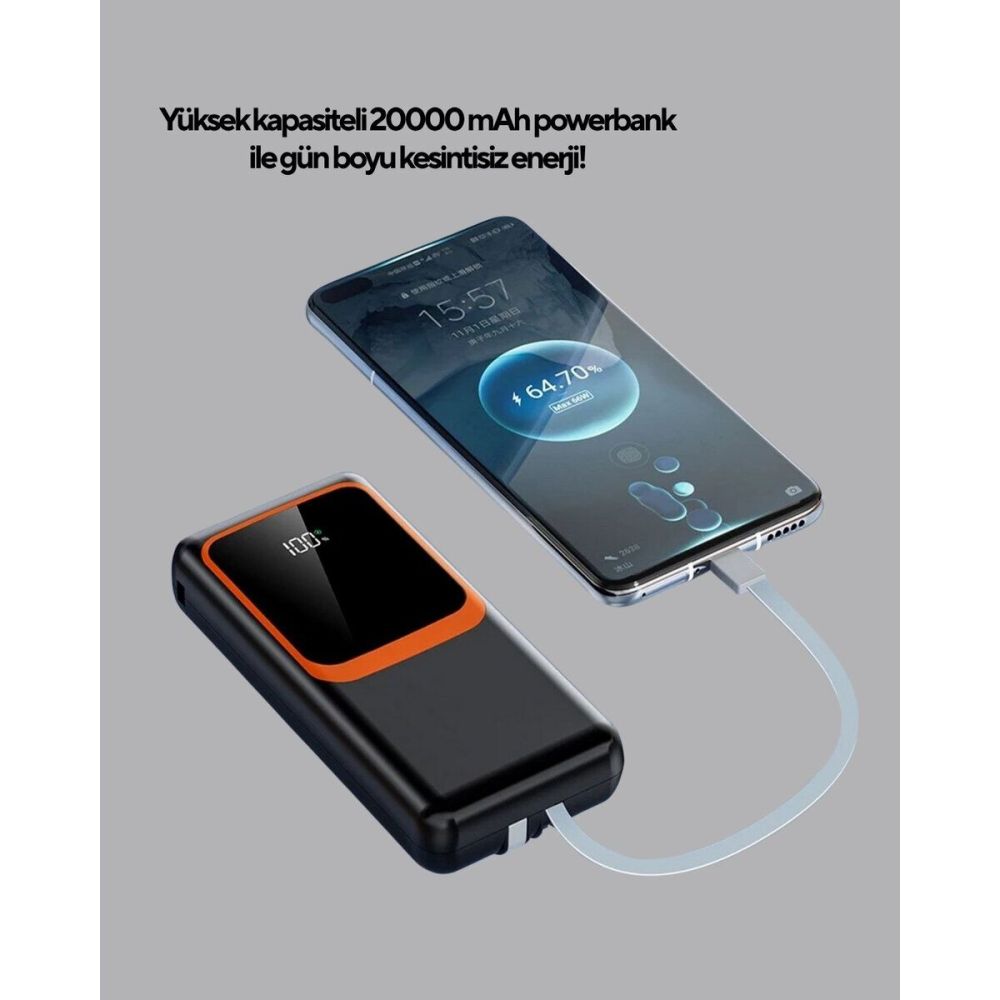Powerbank 20000 mAh Yüksek Kapasiteli ve 22.5W Hızlı Şarj Destekli
