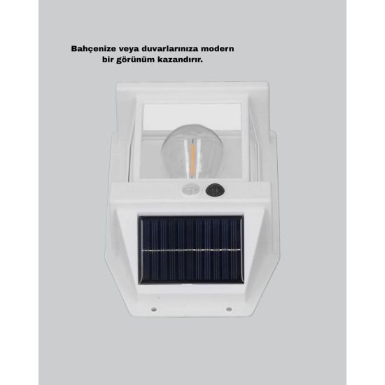 Güneş Enerjili Dış Mekan Sensörlü Duvar Lambası IP65 Su Geçirmez