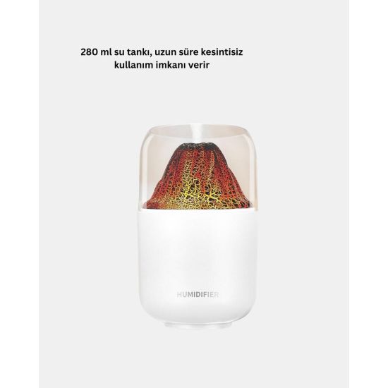 280ml Alev Işıklı Ultrasonik Hava Nemlendirici Sessiz ve USB Şarjlı