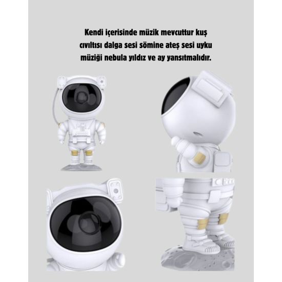 Astronot Galaksi Projeksiyon Lambası Bluetooth Bağlantılı ve Uzaktan K
