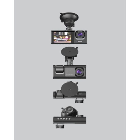 Üç Kameralı Araç DVR Full HD Gece Görüşlü ve 2 inç IPS Ekranlı