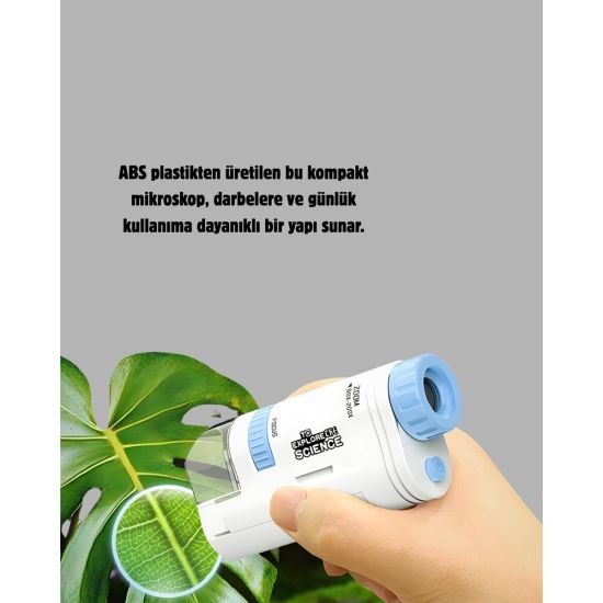 Taşınabilir Eğitim Mikroskobu 80X–200X LED Işıklı ve Darbeye Dayanıklı
