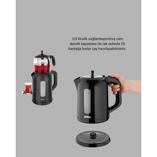 Sinbo STM 5840 Elektrikli Çay Makinesi 1800W Cam Demlik ve Sıcak Tutma