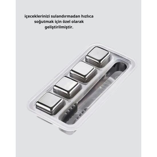 Paslanmaz Çelik Metal Buz Küpü Seti Sulandırmadan Soğutma ve Klips Dah
