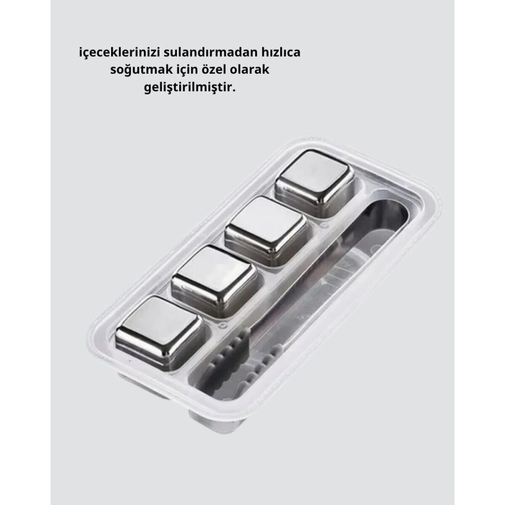 Paslanmaz Çelik Metal Buz Küpü Seti Sulandırmadan Soğutma ve Klips Dah