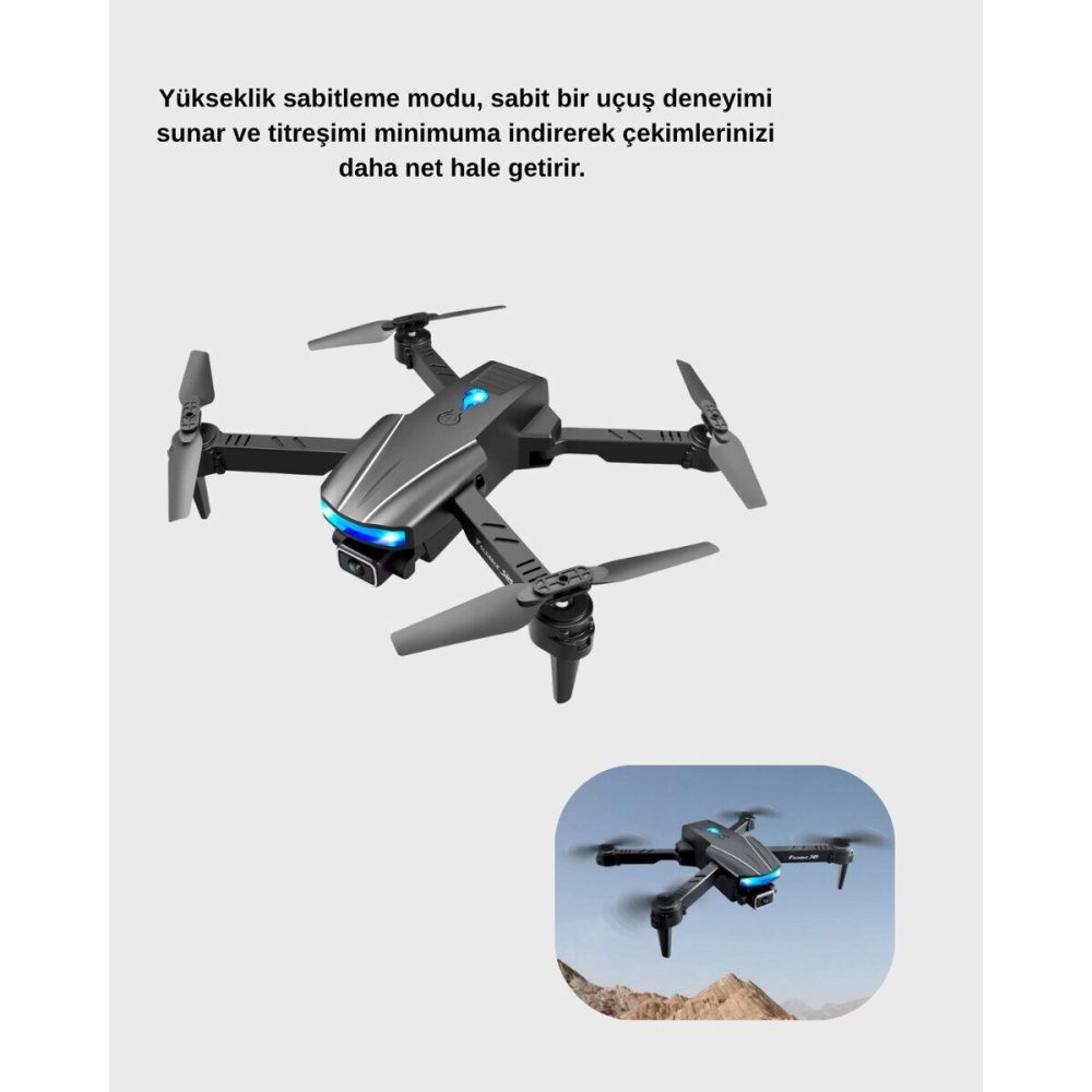4K Kamera Özellikli Katlanabilir Drone Wi-Fi ve Yükseklik Sabitlemeli