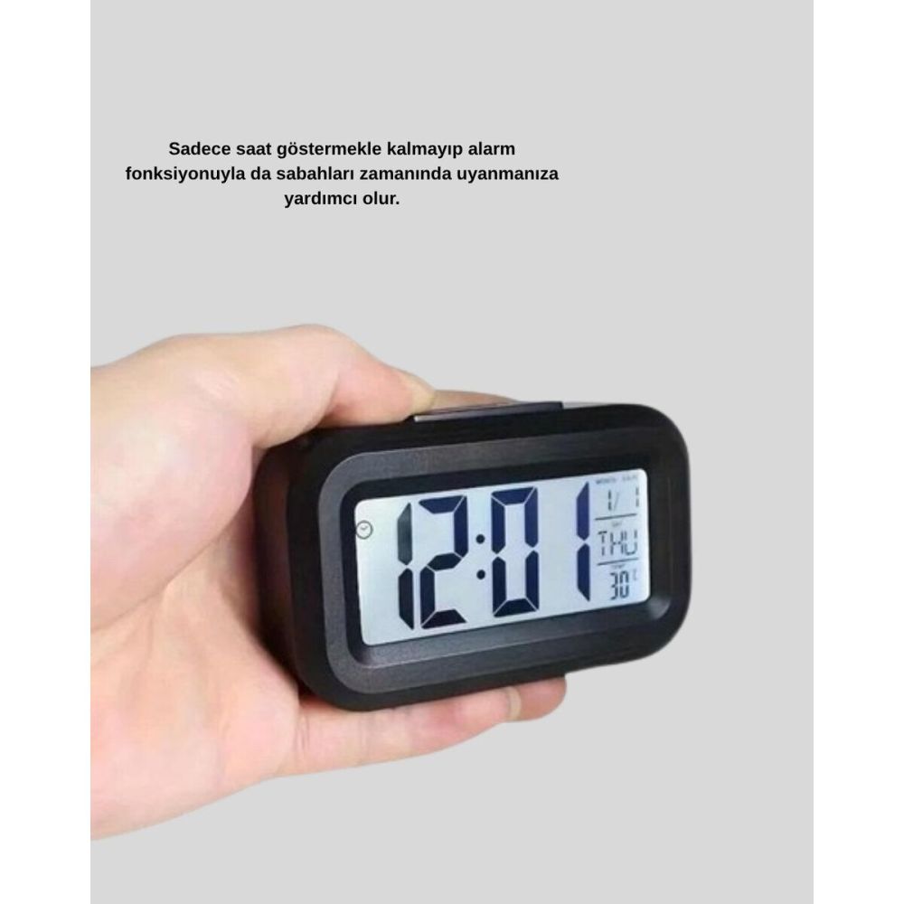 Dijital Masa Saati Sensörlü Aydınlatmalı Alarm ve Sıcaklık Ölçerli