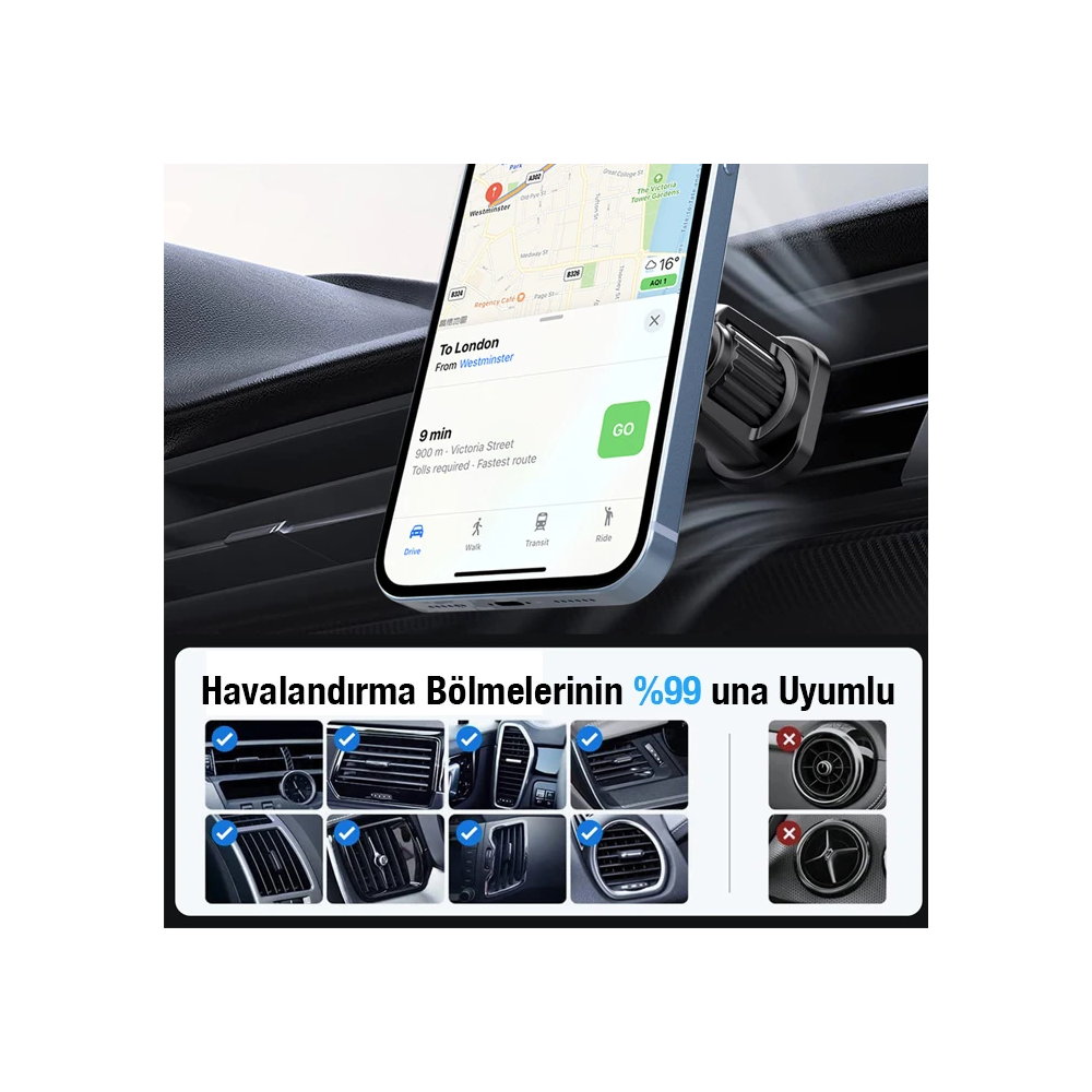 ALLY ML-216 MagSafe Araç İçi Havalandırma Telefon Tutucu