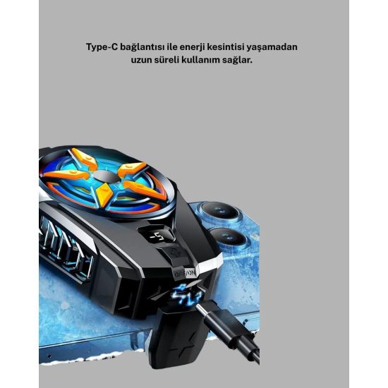 RGB Işıklı Telefon Soğutucu Fan Gaming Cooler Süper Hızlı Soğutma