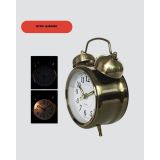 Nostaljik Bronz Metal Alarmlı Masa Saati Büyük Boy Dekoratif ve Şık Ta