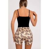 Renkli Kedi Desenli Askılı Şortlu Kadın Pijama Takımı