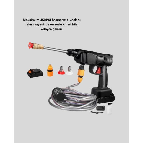 48V Kablosuz Yıkama Makinesi – 2 Pil Köpük Tankı ve Ayarlanabilir