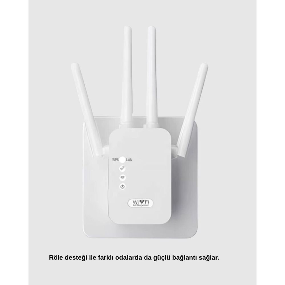300Mbps WiFi Menzil Genişletici 4 Antenli WPA3 Güvenlikli Priz Tipi Re
