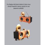 Gramafon Tasarımlı Bluetooth Hoparlör 3D Ses Teknolojili Çok Fonksiyon