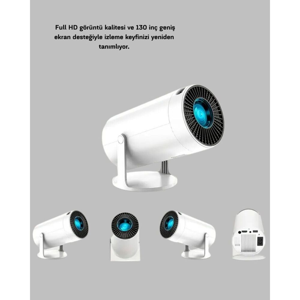 Full HD 4K Uyumlu Projeksiyon Cihazı 130 İnç Geniş Ekran Destekli