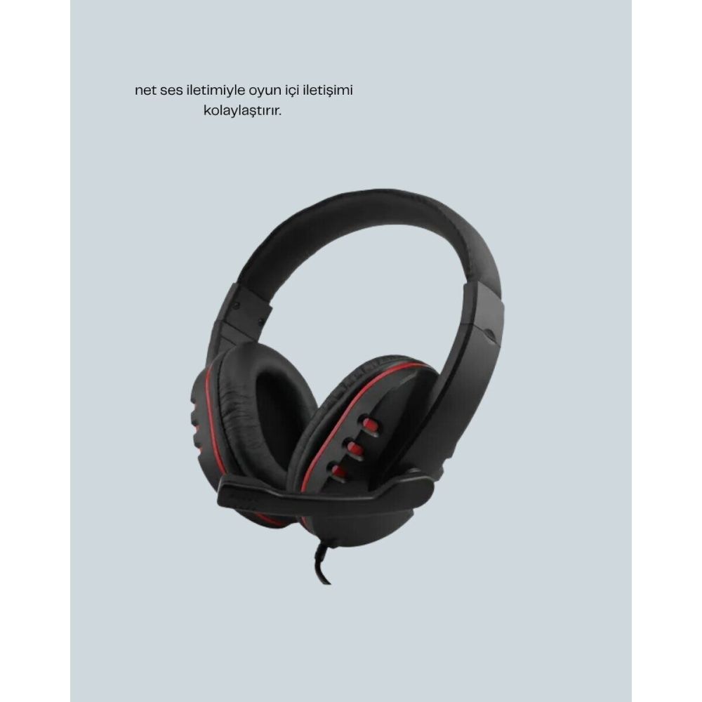 Kırmızı Gaming Headset Mikrofonlu Sağlam Kablolu Konforlu