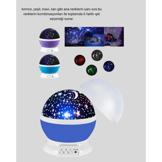 Çocuk Gece Lambası 6 Modlu Renkli LED Enerji Tasarruflu Masal Işığı