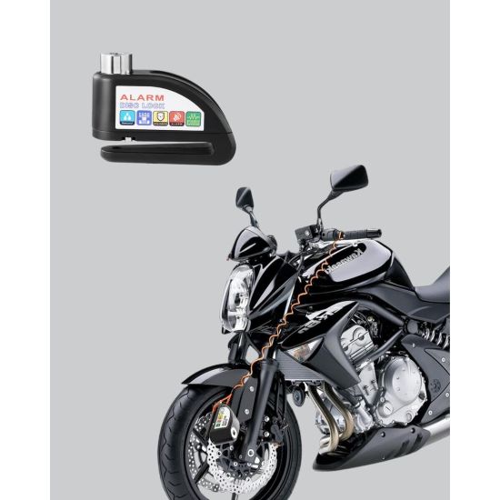 Titreşim Sensörlü Alarmlı Motosiklet Disk Kilidi 14mm Çelik Çift Kilit