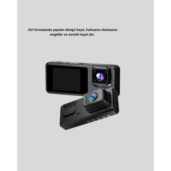 Park Modlu 3 Kameralı Araç Kayıt Cihazı 1080P Ön Kamera 2’’ Ekran