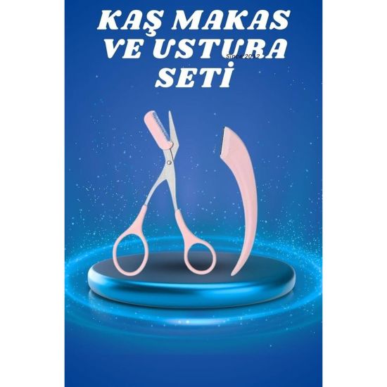 Taraklı Kaş Bıyık Makası Ve Kaş Ustura Seti Kaş Bıyık Tüy Alma Epilasy