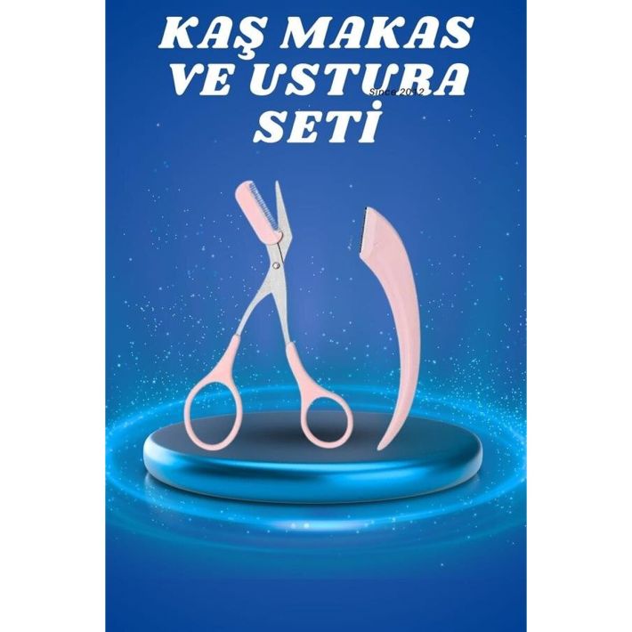 Taraklı Kaş Bıyık Makası Ve Kaş Ustura Seti Kaş Bıyık Tüy Alma Epilasy