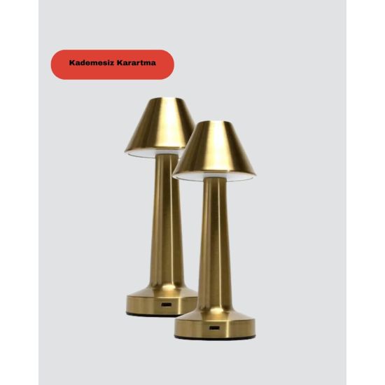 LED Masa Lambası 3 Renk Ayarlı Şarjlı Kablosuz Modern Tasarım