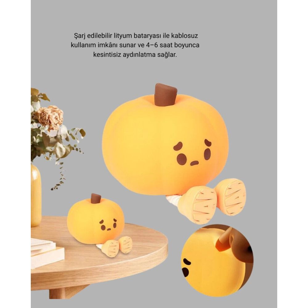 Şarjlı Pumpkin LED Masa Lambası Zamanlayıcılı Dokunmatik