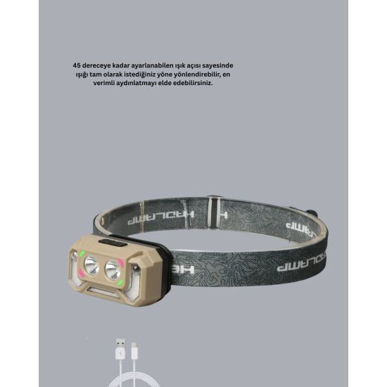 Wave Sensörlü LED Kafa Lambası Şarjlı Ayarlanabilir Işık