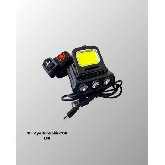 800 Lumen LED Kafa Lambası COB ve XPE Led Type C Şarjlı Ayarlanabilir