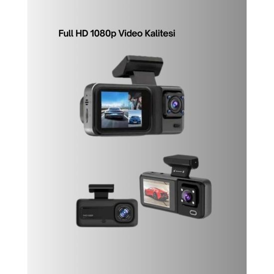 360° Kapsama Sahip Full HD Araç Kamerası 3’lü Kayıt Gece Görüşlü DashC