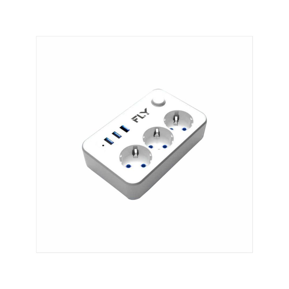 FLY 3406-01 3 Soket 3 USB Akım Korumalı Priz 2.1A Anahtarlı 2Mt Kablo 