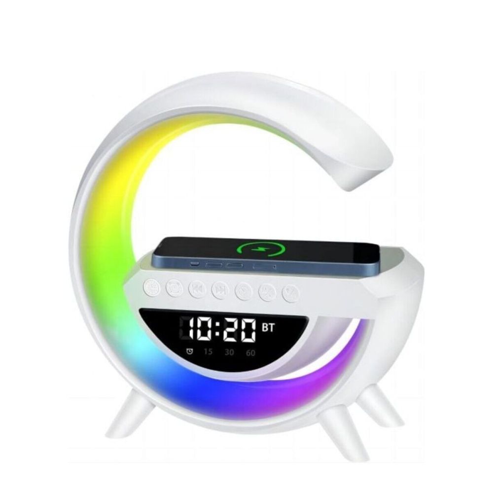 Kablosuz Şarjlı Bluetooth Hoparlör RGB Işık Gece Lambası Dijital Saat