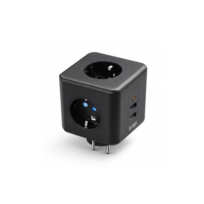 Akım Korumalı Küp Priz 3 Priz Girişi ve 3 USB Şarj Özellikli