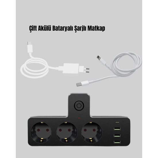 Anahtarlı Çoklu Priz 3 USB 1 Type-C Hızlı Şarj Destekli