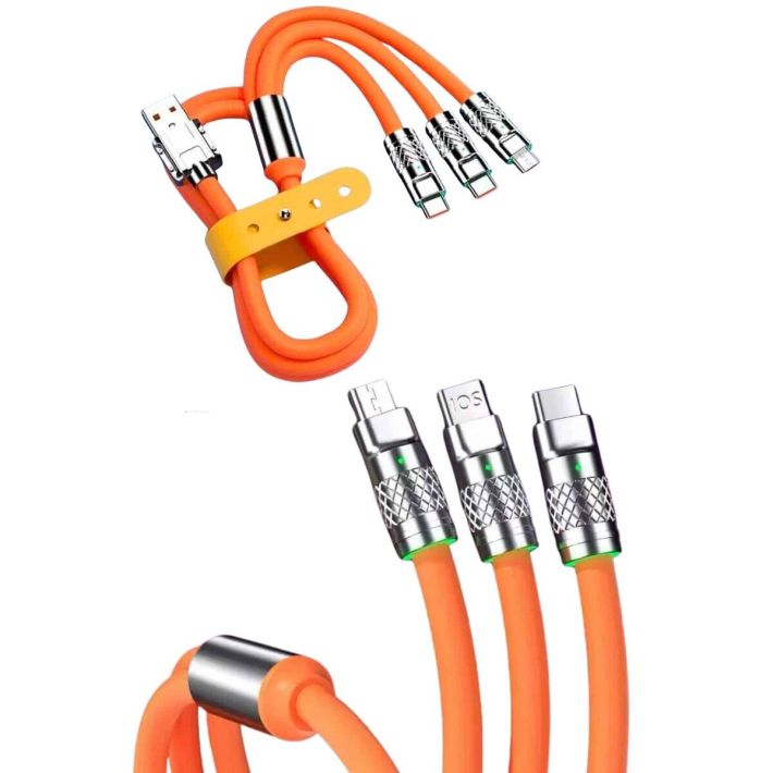 Çoklu Şarj Kablosu USB Type-C İOS Uyumlu 120W Hızlı Şarj Kablosu