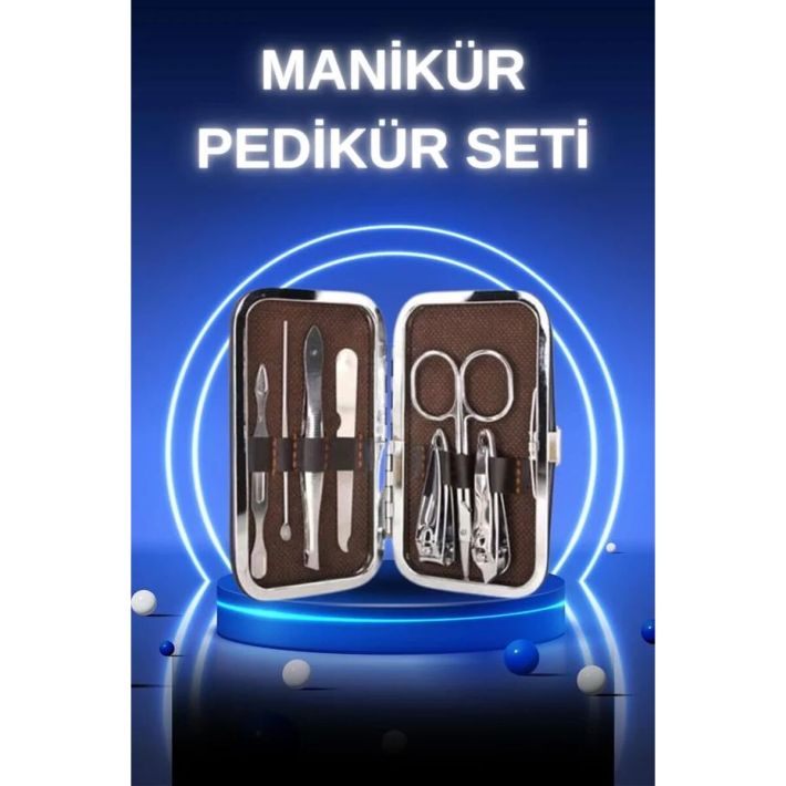Çantalı 7 Parça Manikür Pedikür Seti Tırnak Makası Cımbız Törpü