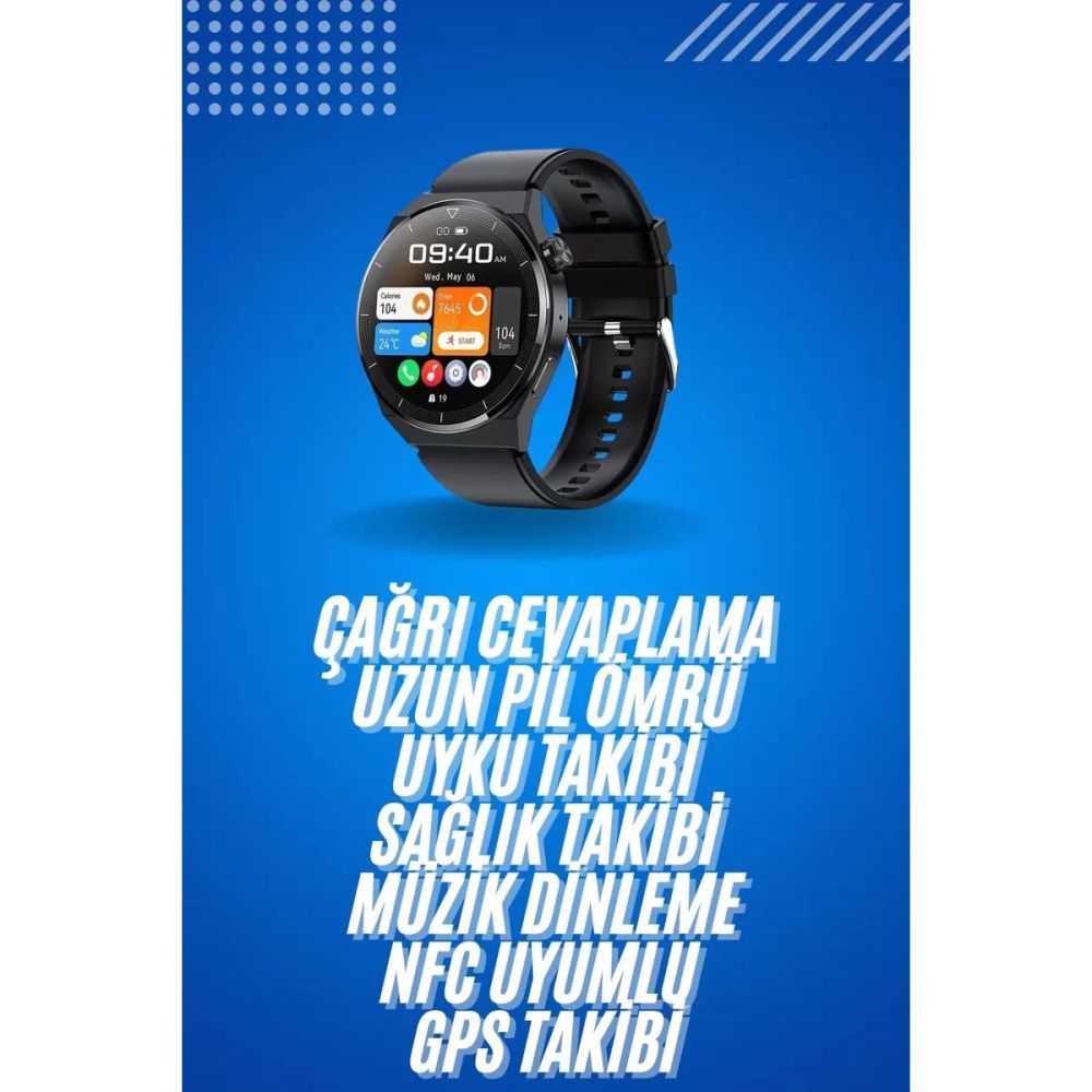 Amoled Ekran Metal Deri Silikon Kordonlu Uyku ve Sağlık Takibi