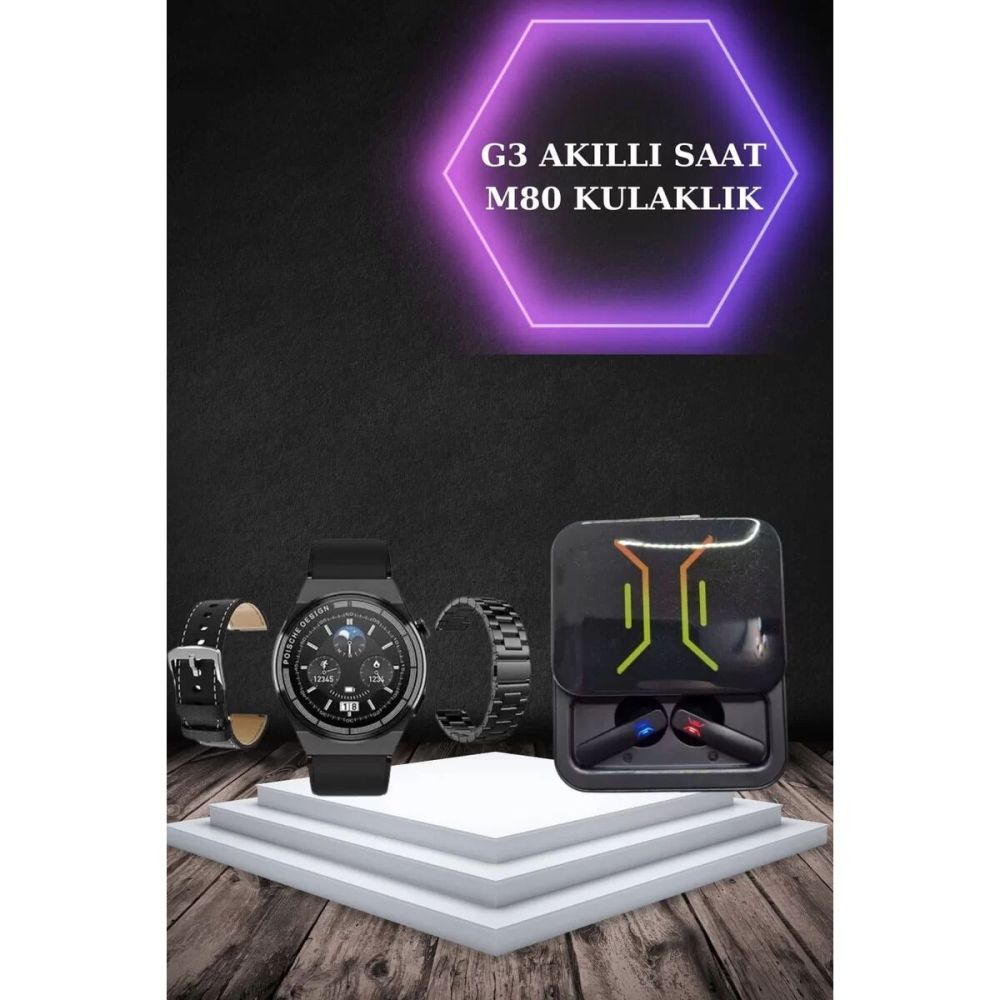 Dijital Göstergeli Bluetooth Kulaklık ve Bildirim Görebilen Akıllı Saa